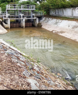 Kleine Wasser-Tor für die Bewässerung in der Landschaft von Thailand. Stockfoto