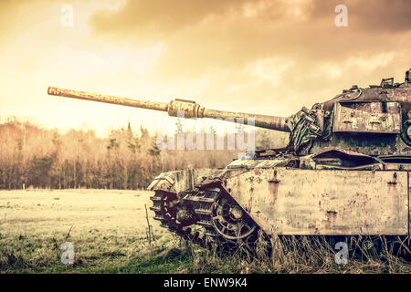Alte Panzer im Herbst Natur Stockfoto
