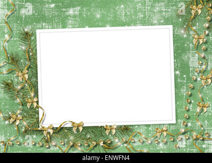 Karte für Gratulation mit Bändern und Schleifen auf abstrakten Hintergrund Stockfoto