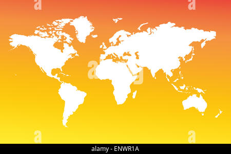 Karte der ganzen Welt. Bilder aller Kontinente und Ozeane auf einer flachen Stockfoto