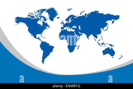 Karte der ganzen Welt. Bilder aller Kontinente und Ozeane auf einer flachen Stockfoto