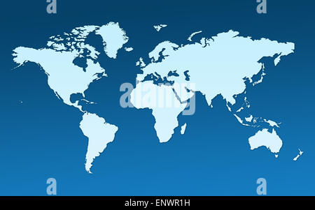 Karte der ganzen Welt. Bilder aller Kontinente und Ozeane auf einer flachen Stockfoto