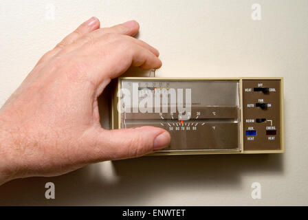 Thermostat stellen und abkühlen lassen Stockfoto