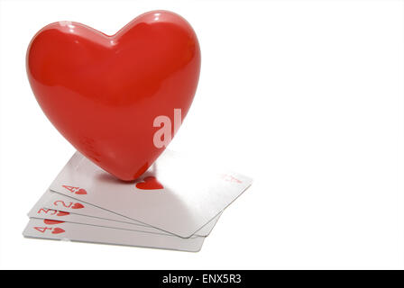 Herz und Spielkarten Stockfoto