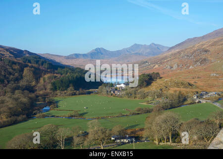 Snowdon Horseshoe von Capel Curig in Gwynedd, Nordwales. Stockfoto