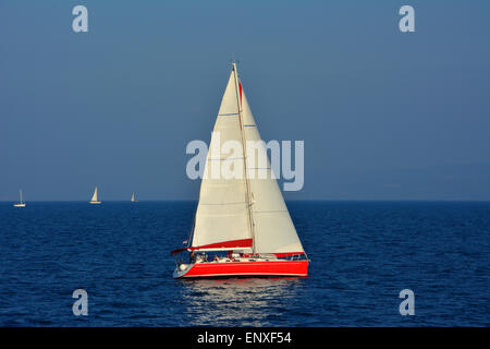 Segeln in Kroatien in der Nähe von der Insel Hvar Stockfoto