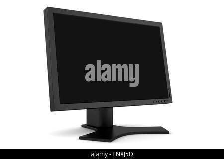 TFT-Monitor mit unbelegten Schirm isoliert auf weiss Stockfoto