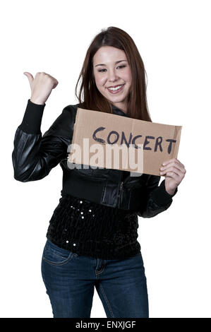 Frau Trampen zu einem Konzert Stockfoto