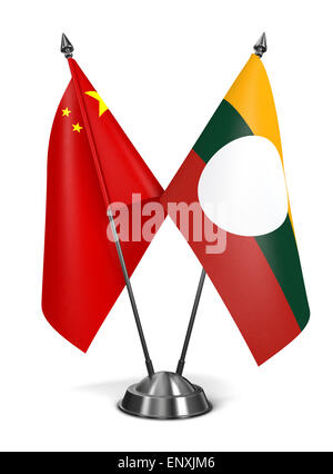 China und Shan-Staat - Miniatur-Flags. Stockfoto