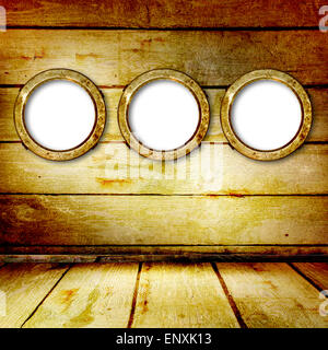 Grunge Bullaugen auf dem alten hölzernen Hintergrund Stockfoto