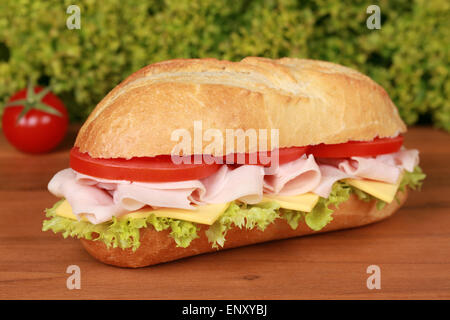 Baguette dreiminütiges Mit Schinken Stockfoto