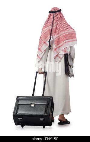Arabische auf seiner Reise mit Koffer Stockfoto
