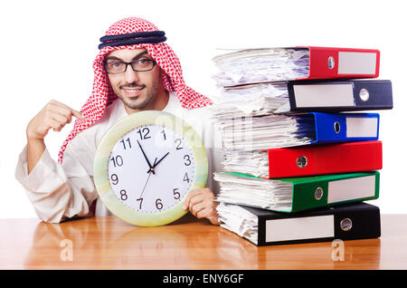 Arabische Geschäftsmann in Business-Konzept auf weiß Stockfoto
