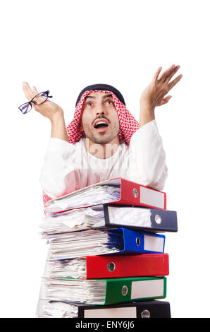 Arabische Geschäftsmann in Business-Konzept auf weiß Stockfoto