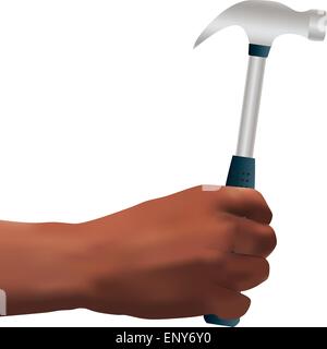 Ein Mans Hand hält ein Zimmermannshammer Stock Vektor