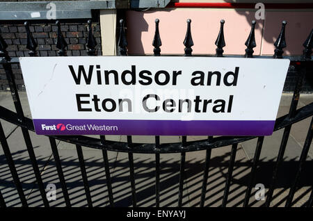 Windsor und Eton Central Station-Zeichen Stockfoto