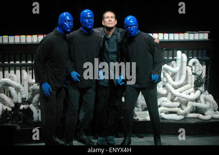 Blue Man Group Mit Phil Stanton (Gruendungsmitglied) - Vorstellung der Neuen Show der "Blue Man Group", sterben in Das "Bluemax-Theater" Mit Ihrer Show Umzieht, 30. Januar 2007, Berlin-Tiergarten. Stockfoto