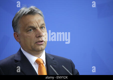 Viktor Orban - Treffen der dt. Bundeskanzlerin Mit Dem Ungarischen Ministerpraesidenten, Bundeskanzleramt, 8. Mai 2014, Berlin. Stockfoto