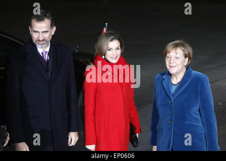 König Felipe VI, Koenigin Letizia von Spanien, BKin Angela Merkel - Treffen der dt. Bundeskanzlerin Mit Dem Spanischen Koenigspaar, Bundeskanzleramt, 1. Dezember 2014, Berlin. Stockfoto