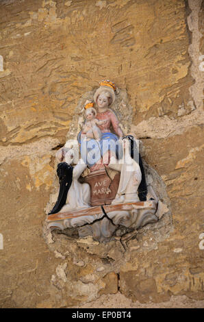 religiöse Wandskulptur Vittoriosa, Malta Mediterranean Stockfoto