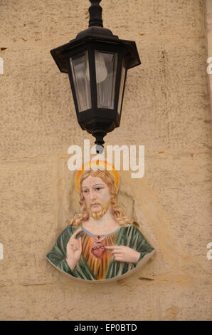 religiöse Wandskulptur Vittoriosa, Malta Mediterranean Stockfoto