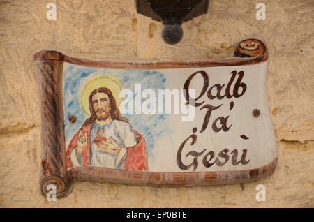 religiöse Wandskulptur Vittoriosa, Malta Mediterranean Stockfoto