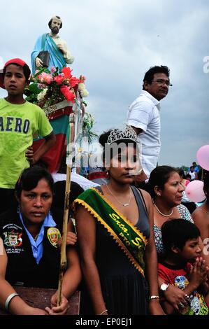 Festival auf dem Tag von San Pedro und El Señor del Mar (Lord des Meeres) in PUERTO PIZARRO. Abteilung von Tumbes. Peru Stockfoto