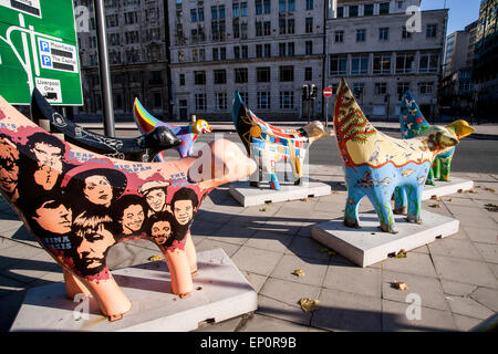 Verzierte Lambananas, eine Kreuzung zwischen einem Lamm und eine Banane ist das neue Symbol von Liverpool geworden. Die ursprüngliche Lambanana wurde eine Stockfoto