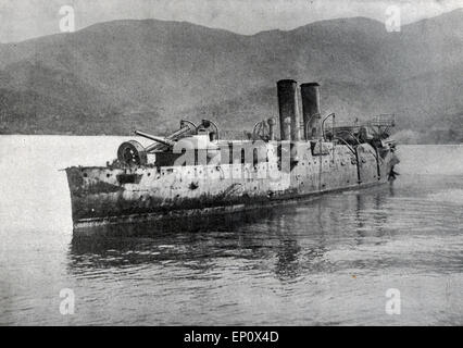 Das Wrack der Vizcaya - Steuerbord-Viertel, vollständige Ansicht der Wrack - Schlacht von Santiago de Kuba während des Spanisch-Amerikanischen Krieges 1898 Stockfoto