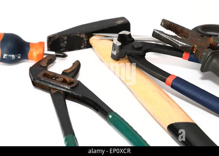 Verschiedene Werkzeuge können in einem Baumarkt erworben werden Stockfoto