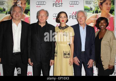 AFI Fest 2014 - zwei Tage, eine Nacht - Sondervorstellung präsentiert Audi mit: Jonathan Sehring, Jean-Pierre Dardenne, Marion Cotillard, Luc Dardenne, Jacqueline Lyanga Where: Hollywood, Kalifornien, USA bei: 7. November 2014 Credit: FayesVision/WENN.com Stockfoto