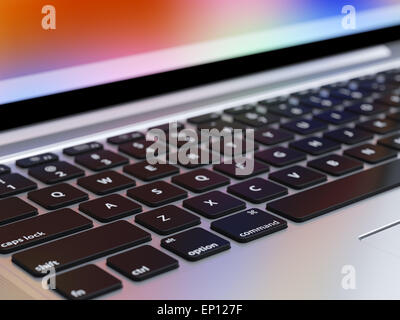 3D-Rendering Laptop Computer Details mit textfreiraum und geringe Schärfentiefe Stockfoto