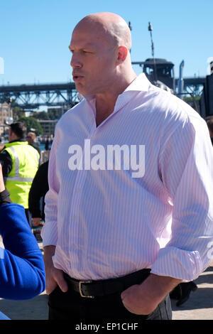 Sydney, Australien. 13. Mai 2015. Mad Max-Fury Road kam nach Sydney für die Filmpremiere und setzen auf eine Promo am circular quay Stockfoto