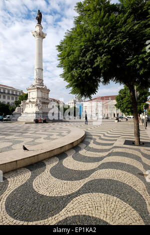 Statue von König Pedro IV, Rossi Square, Lissabon, Portugal Stockfoto