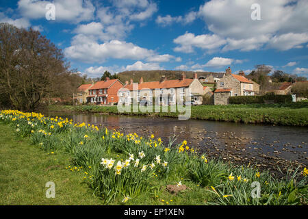 Frühling am Sinnington Dorf und Fluss sieben, in der Nähe von Pickering, North Yorkshire Stockfoto