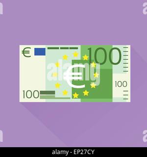 Euro-Banknote Flat-Design mit Schatten Vektor Stock Vektor