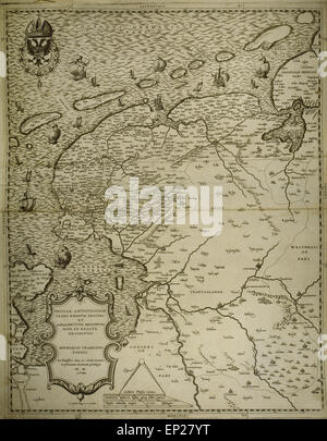 Friesland. Karte von nördlich von Niederlande. Hergestellt von Michaelis Tramezini, 1558. Gedruckt von Iacobus Bossius. Stockfoto