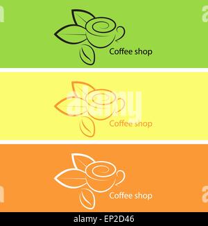 Coffee-Shop-Vektor-Illustration. Logo-Design-Elemente. Stock Vektor