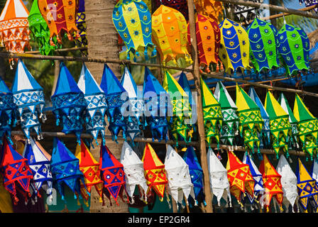 Bunte Laternen Anjuna Flohmarkt Goa Indien Stockfoto