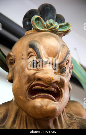 Nahaufnahme von angry Buddha Gesicht Gangaramaya buddhistischen Tempel, Colombo, Sri Lanka, Asien Stockfoto