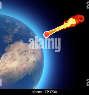 Welt Erde Globus Explosion Meteorit Asteroiden-Einschlag. Element dieses Bildes sind von der NASA eingerichtet Stockfoto