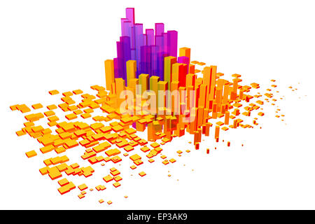 Bunte 3D Würfel und Formen isoliert auf weißem backgroundv Stockfoto