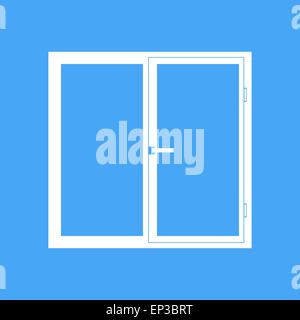 Kunststoff-Fenster auf einem blauen Hintergrund. Vektor-Illustration. Stock Vektor