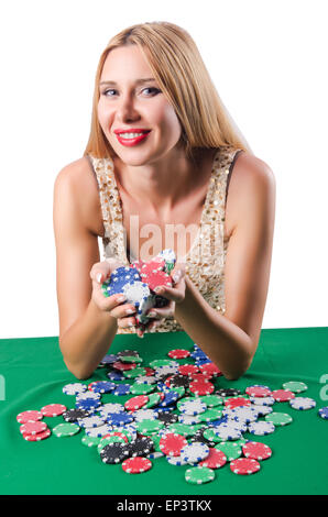 Frau im Kasino-Spielkarten Stockfoto