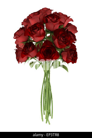 Strauß roter Rosen isoliert auf weißem Hintergrund Stockfoto