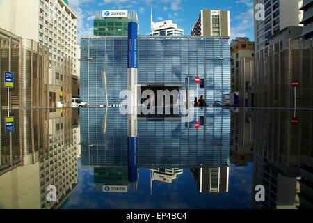 Reflexion der Britomart Transport Centre und Büros, Auckland CBD, Nordinsel, Neuseeland Stockfoto