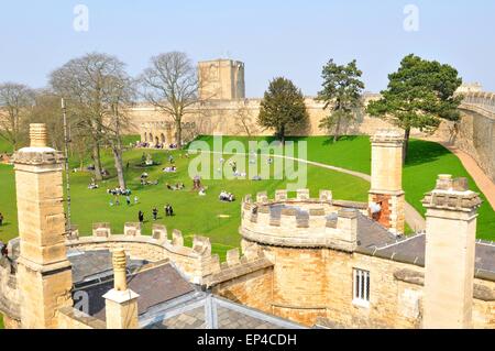 Lincoln, UK - 9. April 2015: Lincoln Castle ist eine große Burg, East Midlands, England im späten 11. Jahrhundert erbaute Stockfoto