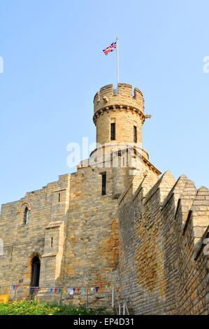 Lincoln, UK - 9. April 2015: Lincoln Castle ist eine große Burg, East Midlands, England im späten 11. Jahrhundert erbaute Stockfoto