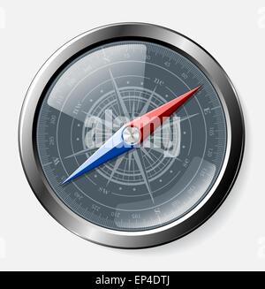 Stahl detaillierte Kompass auf grauem Hintergrund. Vektor-eps10. Stock Vektor
