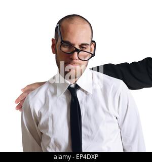 Traurig Geschäftsmann getröstet Stockfoto